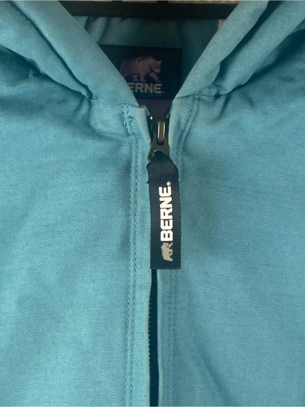 Berne Softstone Duck Sherpa-Lined Hooded Blue Jacket Size XL Youth